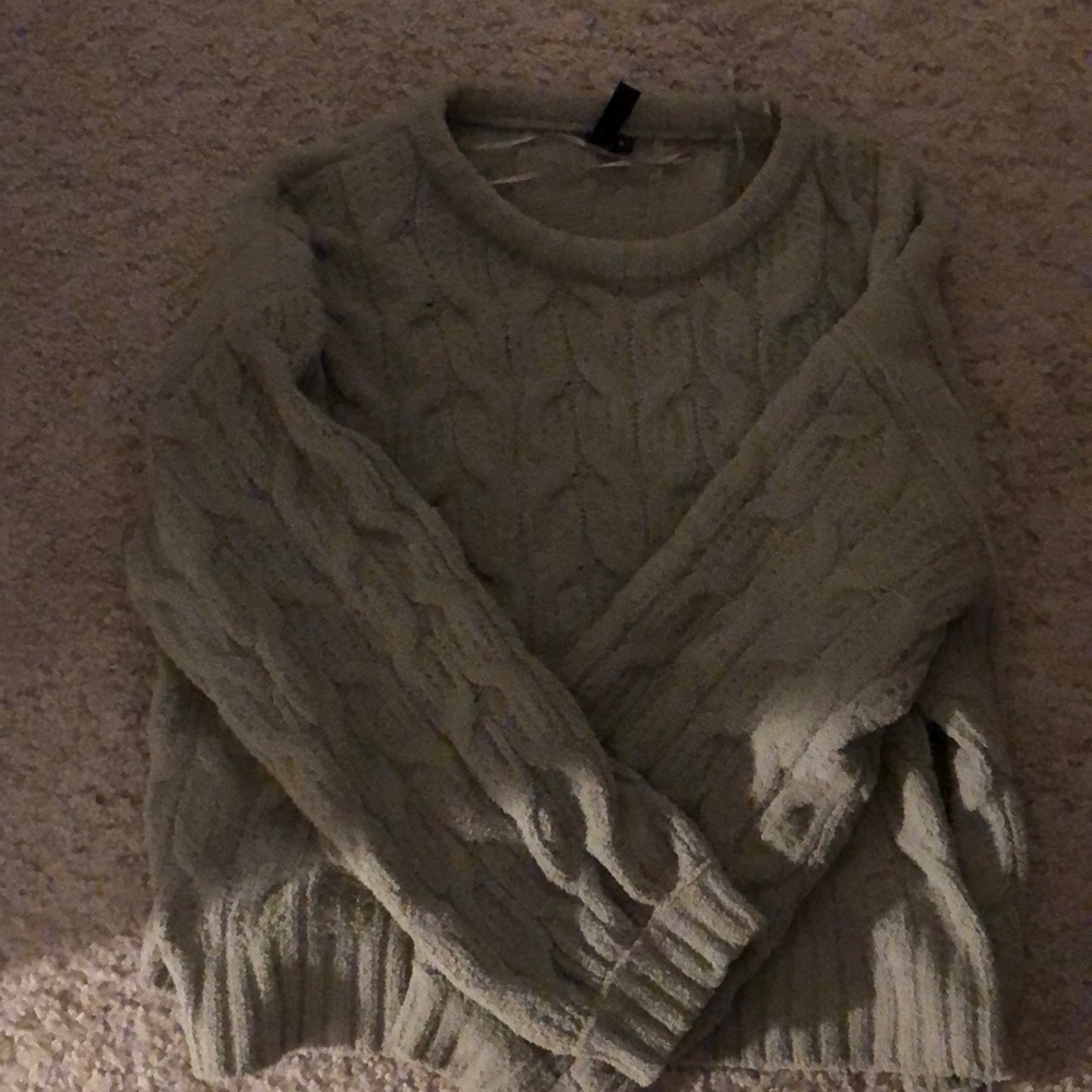chunky mint green fleece sweater